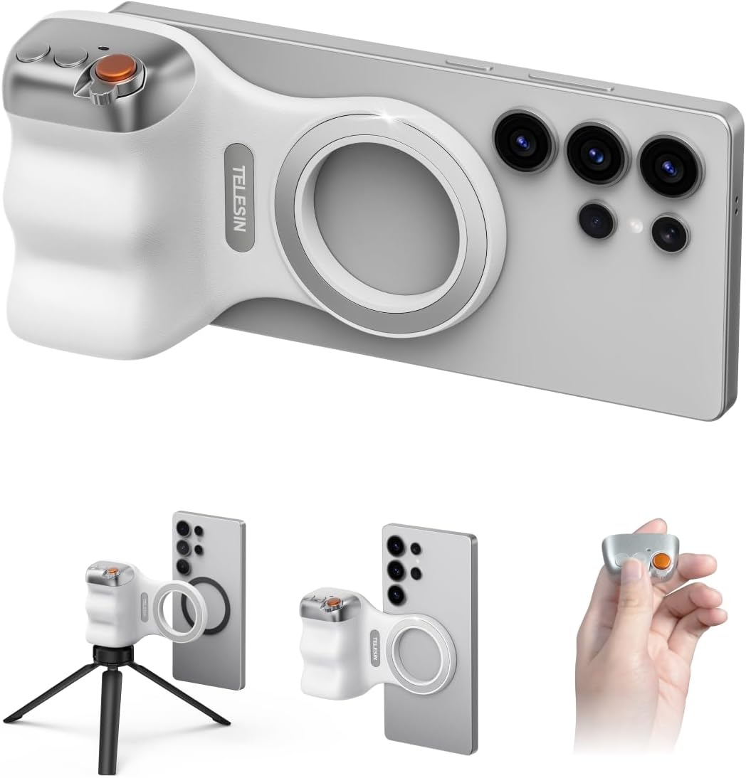 TELESIN Phone Camera Shoot Hand Grip Magnetic Smart Phone Holder Shooting Aid Remote Control Handle For Iphone Android Phone