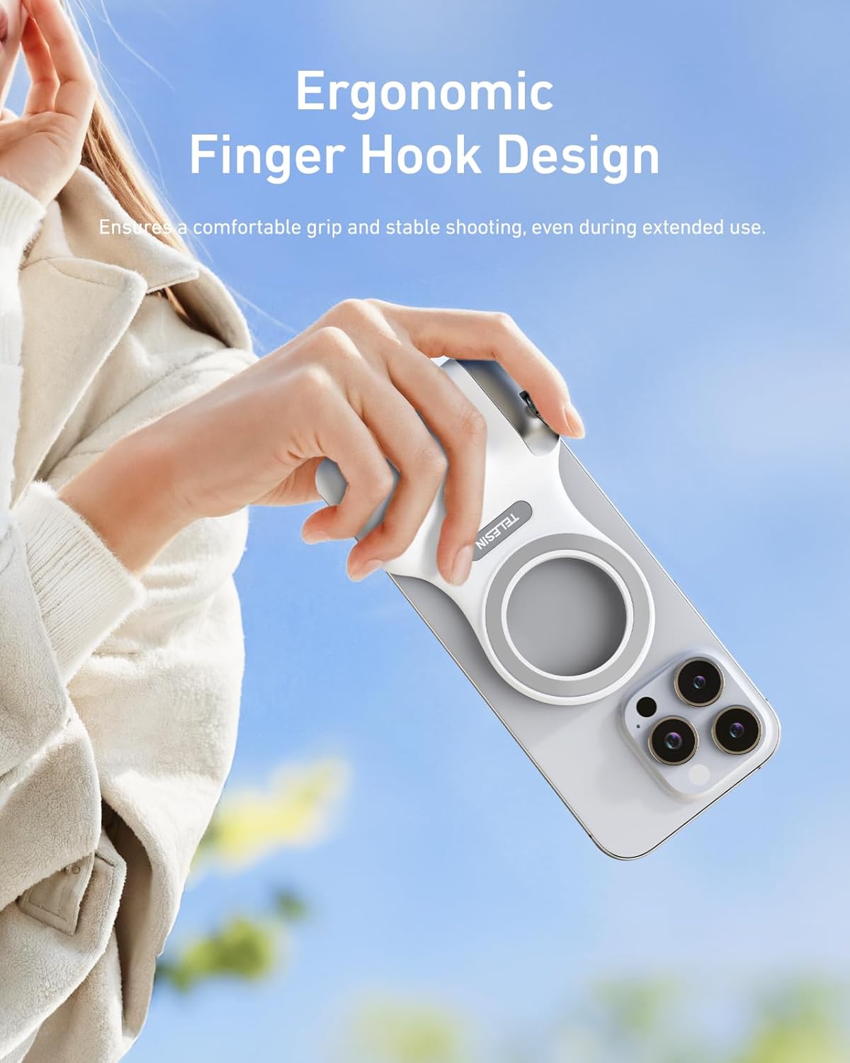 TELESIN Phone Camera Shoot Hand Grip Magnetic Smart Phone Holder Shooting Aid Remote Control Handle For Iphone Android Phone