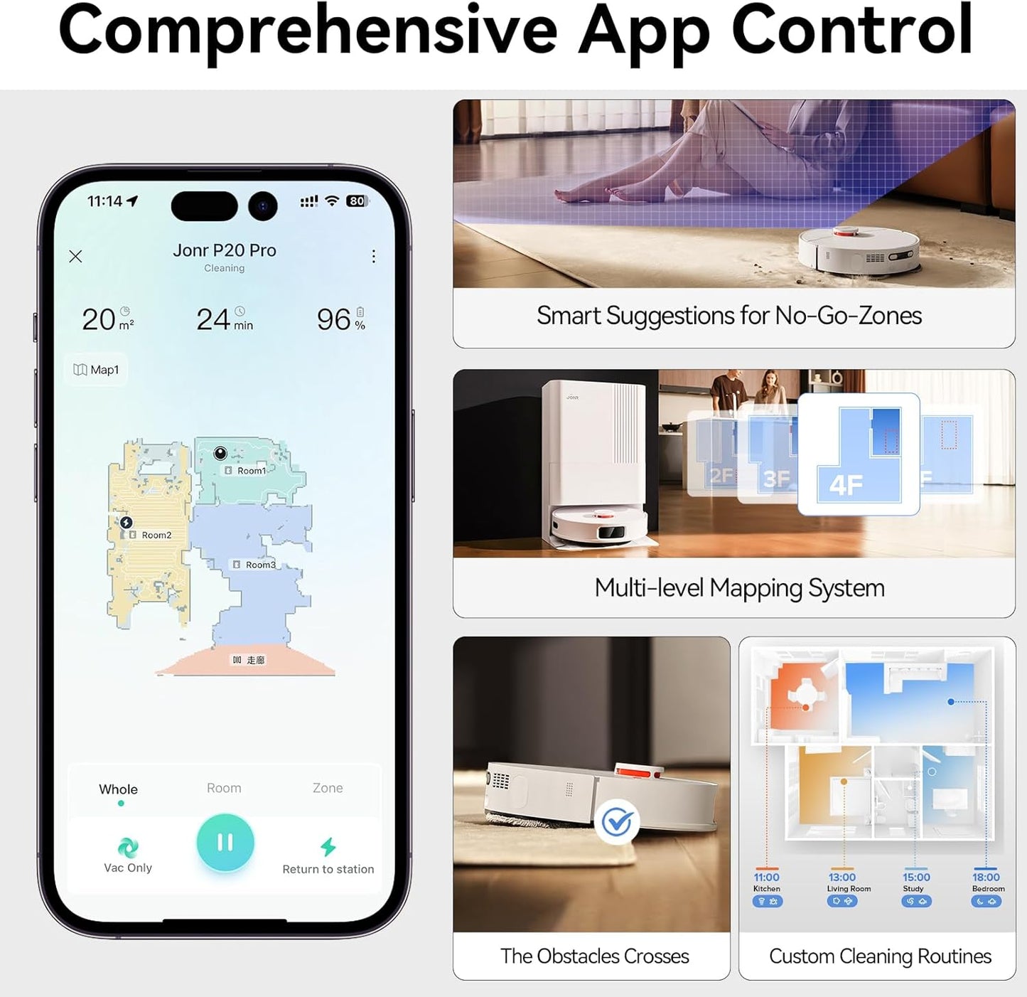 JONR Robot Vacuum P20 Pro International Edition Mopping Vacuuming Drying Wipes Automatic Cleaning Dust Collecting Drainage Water