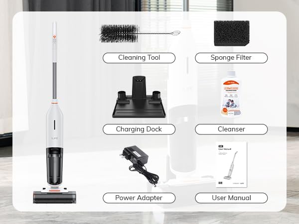ILIFE W90 Cordless Wireless Wet Dry Smart Mop Washing , 5500Pa Suction, 1 Min Self Cleaning, Large Dual Water Tank