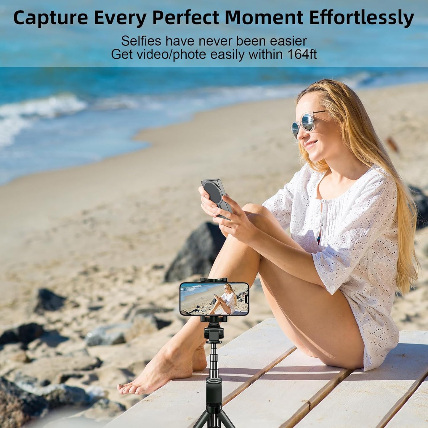 Desron Vlog Selfie Monitor – Wireless Magnetic Smartphone Monitor for Vlogging & Live Streaming | 1080P Display with Remote Control | Works with iPhone, Android, Huawei, Honor, and More
