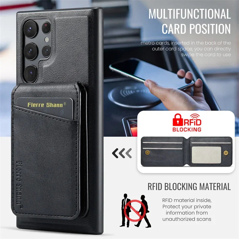 2-in-1 MagSafe Magnetic Leather Flip Case β Samsung