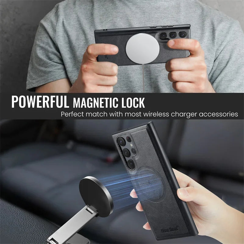 2-in-1 MagSafe Magnetic Leather Flip Case β Samsung
