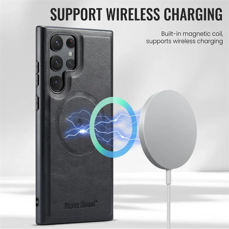 2-in-1 MagSafe Magnetic Leather Flip Case β Samsung