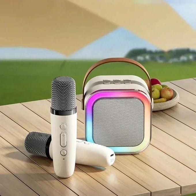 K12 Wireless Bluetooth Speaker with 2 Microphone RGB Portable Music Player Karaoke Machine for Family Singing Children's Gifts