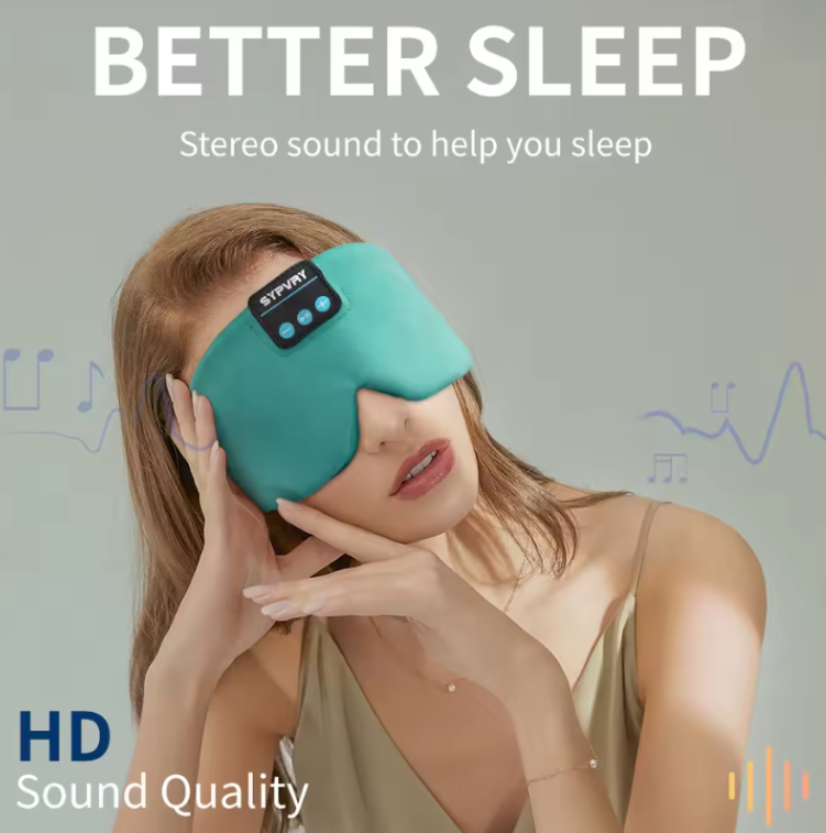 Soft Sleep Mask Bluetooth Wireless Headphones, Sleeping Headphones Adjustable Music Eye Mask Silk for Sleeping Meditation