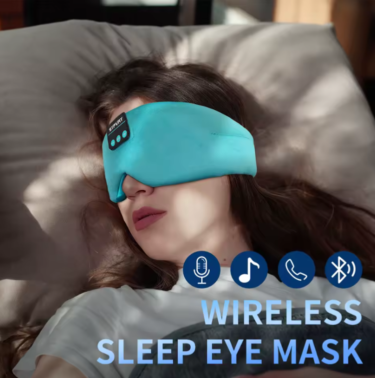 Soft Sleep Mask Bluetooth Wireless Headphones, Sleeping Headphones Adjustable Music Eye Mask Silk for Sleeping Meditation
