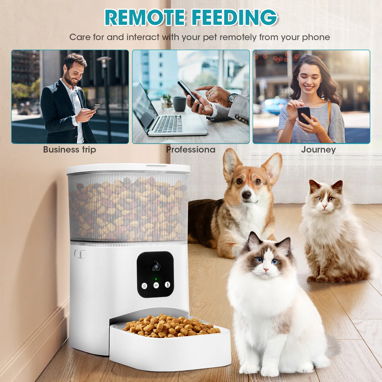 Mangeoire automatique pour chat avec caméra HD
