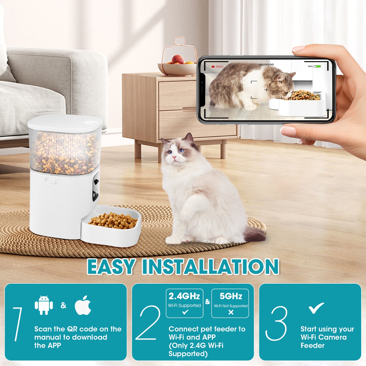 Mangeoire automatique pour chat avec caméra HD