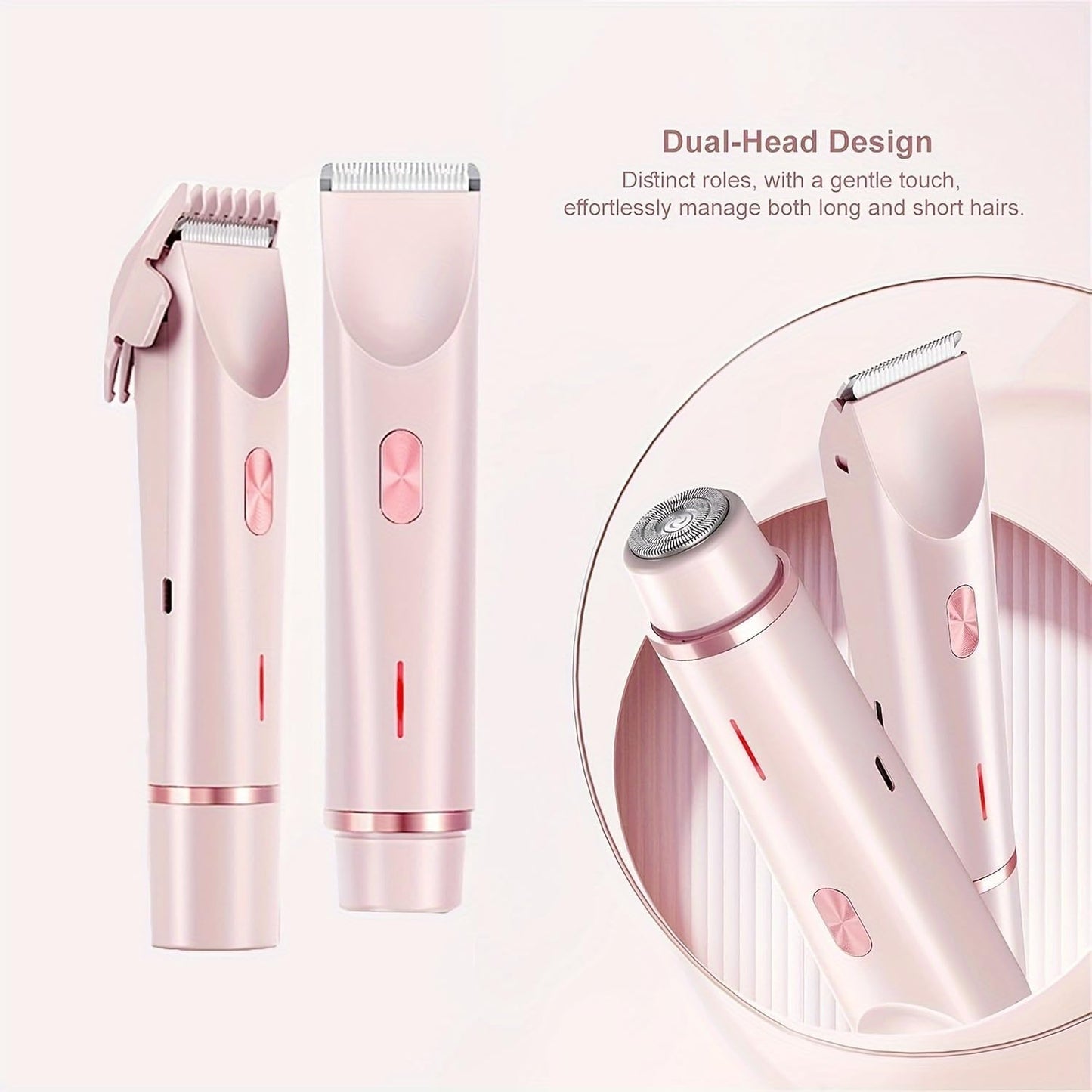 Celosmo 2-in-1 Electric Shaver for Women – Pink (Waterproof, USB Rechargeable, Painless Hair Removal)