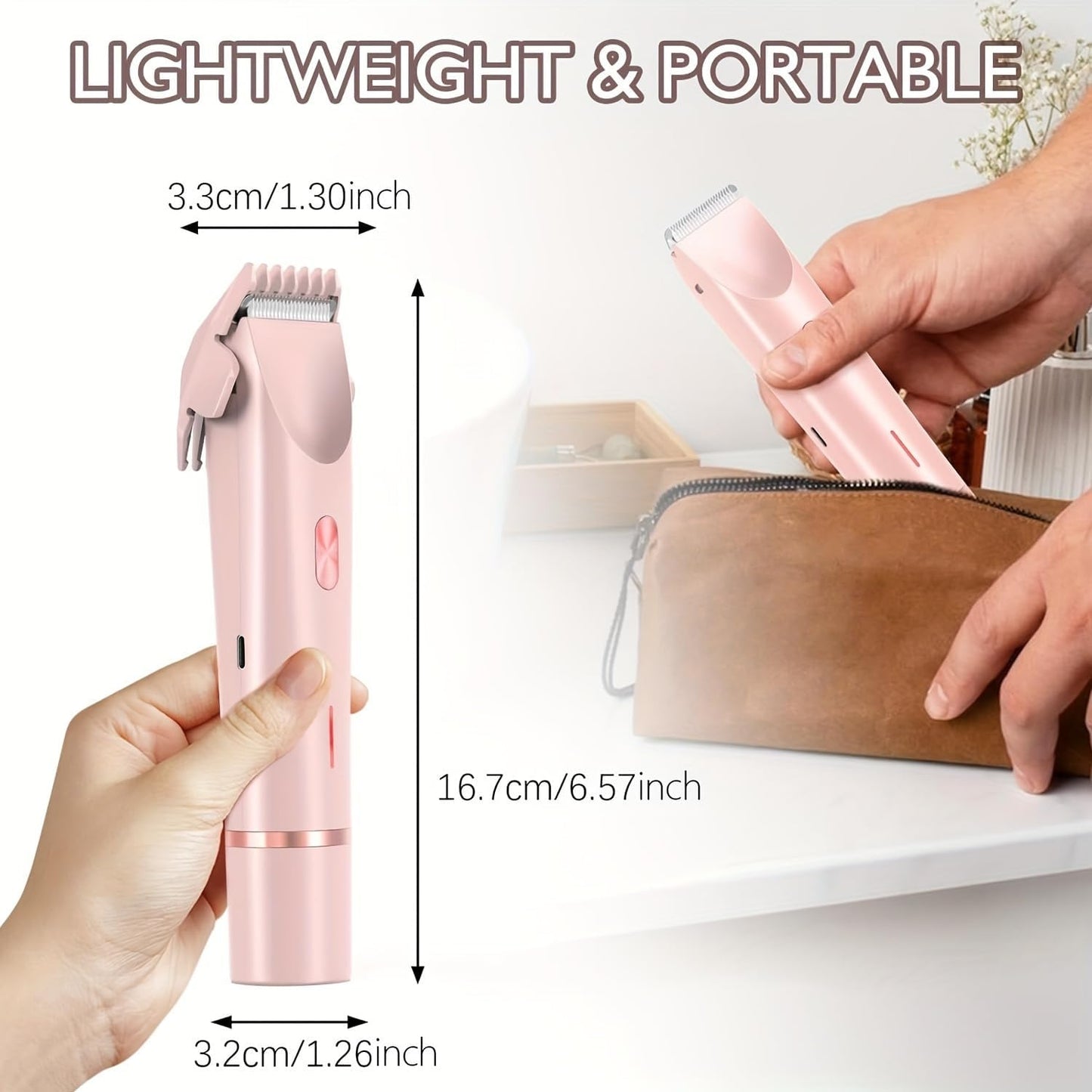 Celosmo 2-in-1 Electric Shaver for Women – Pink (Waterproof, USB Rechargeable, Painless Hair Removal)