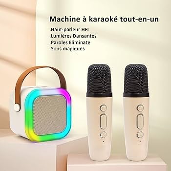K12 Wireless Bluetooth Speaker with 2 Microphone RGB Portable Music Player Karaoke Machine for Family Singing Children's Gifts