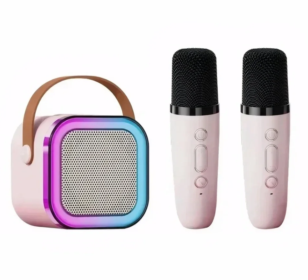 K12 Wireless Bluetooth Speaker with 2 Microphone RGB Portable Music Player Karaoke Machine for Family Singing Children's Gifts