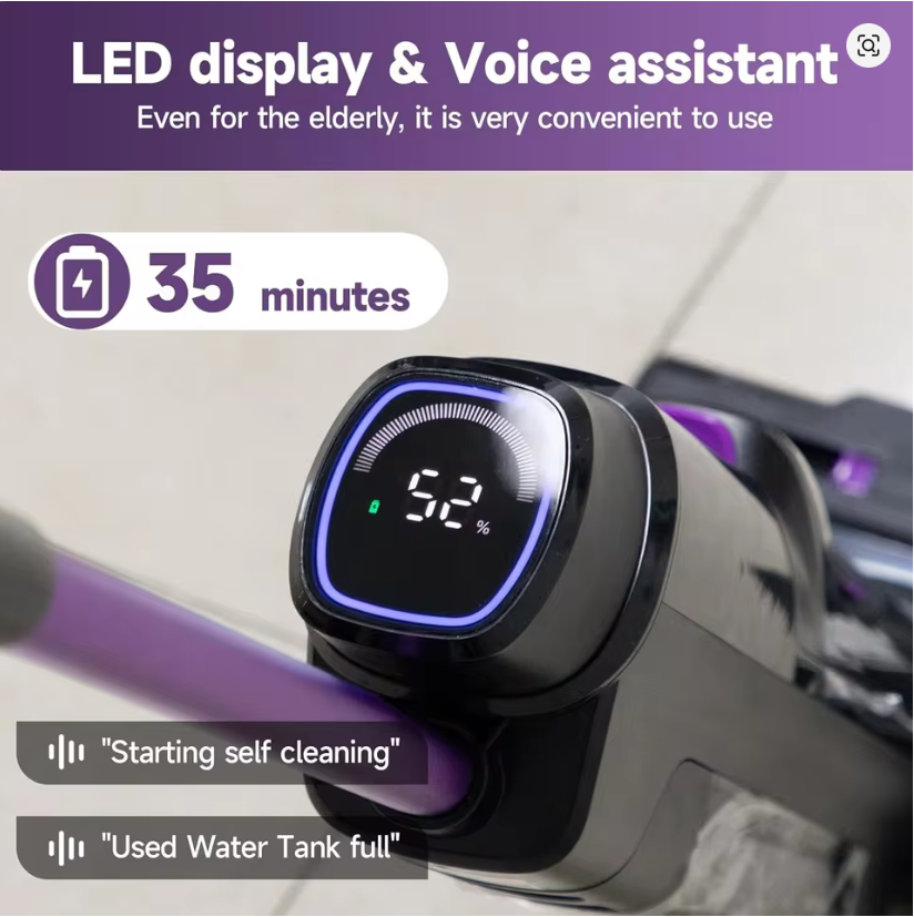 Redkey W15 Wireless Wet and Dry Vacuum Cleaner 3 in 1 Cordless Vacuum Mop with Self-Washing Edge Cleaning 35min Runtime