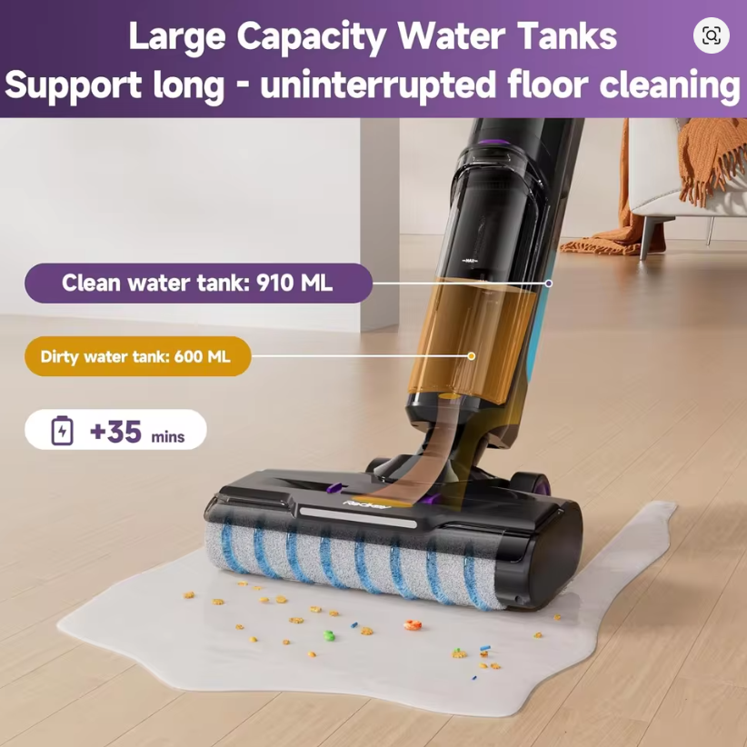 Redkey W15 Wireless Wet and Dry Vacuum Cleaner 3 in 1 Cordless Vacuum Mop with Self-Washing Edge Cleaning 35min Runtime