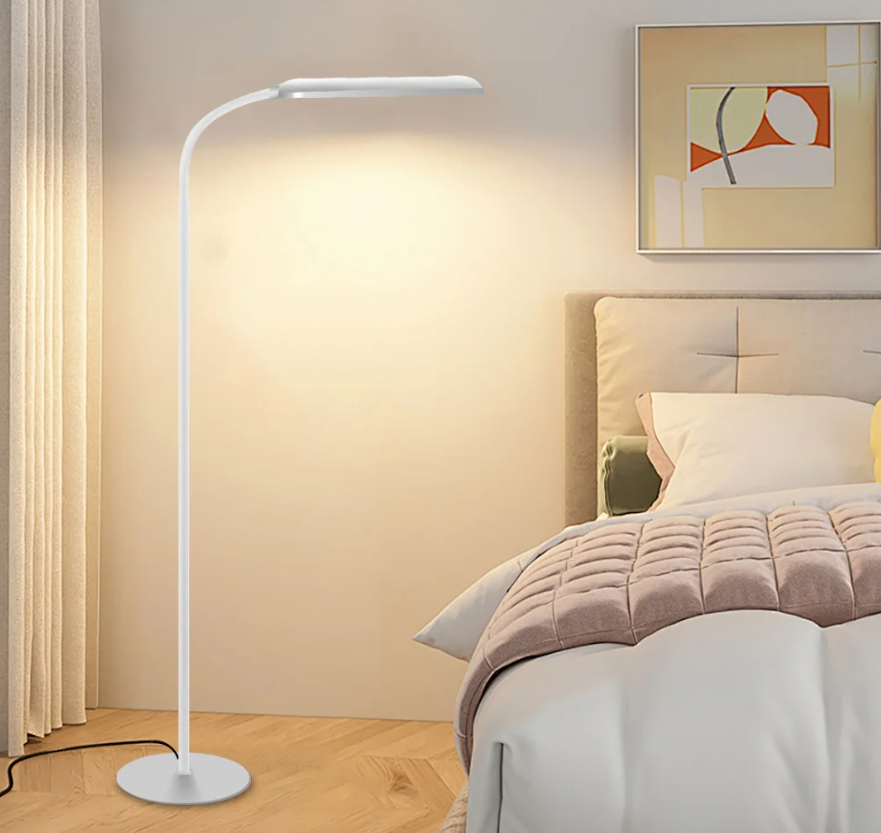 LED Floor Lamp For Living Room Adjustable Gooseneck Stand Light Remote Dimmable Indoor Bedroom Standing Reading Work Light
