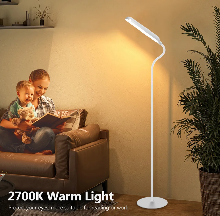 LED Floor Lamp For Living Room Adjustable Gooseneck Stand Light Remote Dimmable Indoor Bedroom Standing Reading Work Light