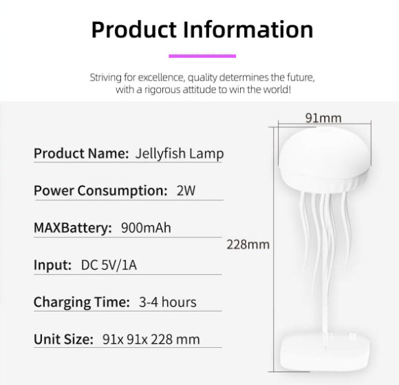 New 2025 Jellyfish Cartoon Nihgt Light RGB Voice Control Jellyfish Bedside Lamp Type-C LED Night Lamp Upgraded 900mAh Battery