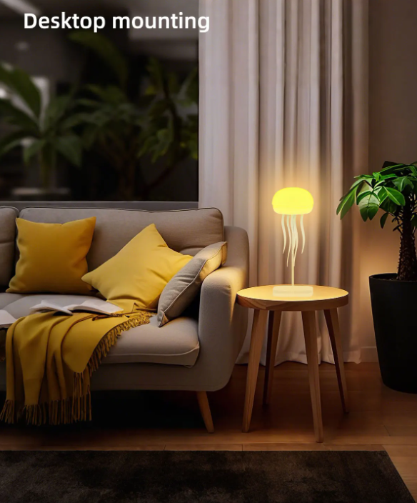 New 2025 Jellyfish Cartoon Nihgt Light RGB Voice Control Jellyfish Bedside Lamp Type-C LED Night Lamp Upgraded 900mAh Battery
