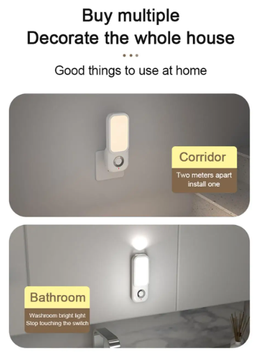 LED Induction Night Light Intelligent Wireless Charging Plug-In Aisle Corridor Bedroom Human Body Sensor Light with Flashlight