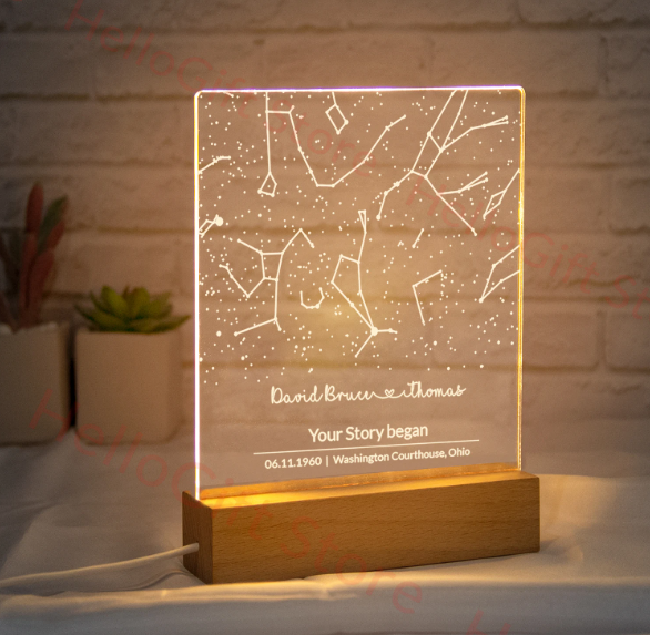 Personalized Constellation Chart Lamp Customized Bedroom NightLight