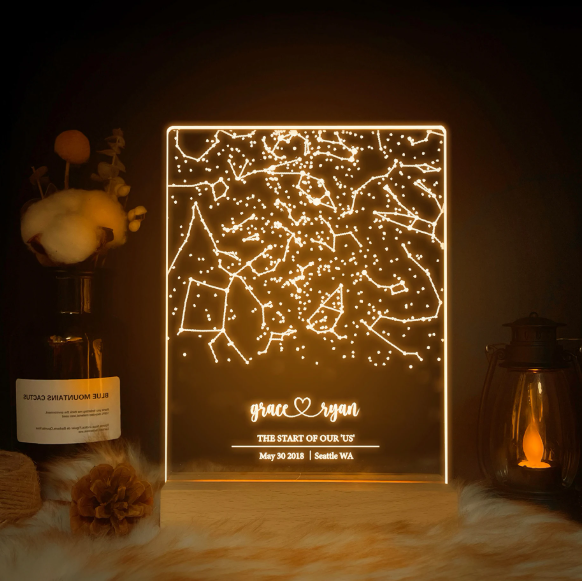 Personalized Constellation Chart Lamp Customized Bedroom NightLight