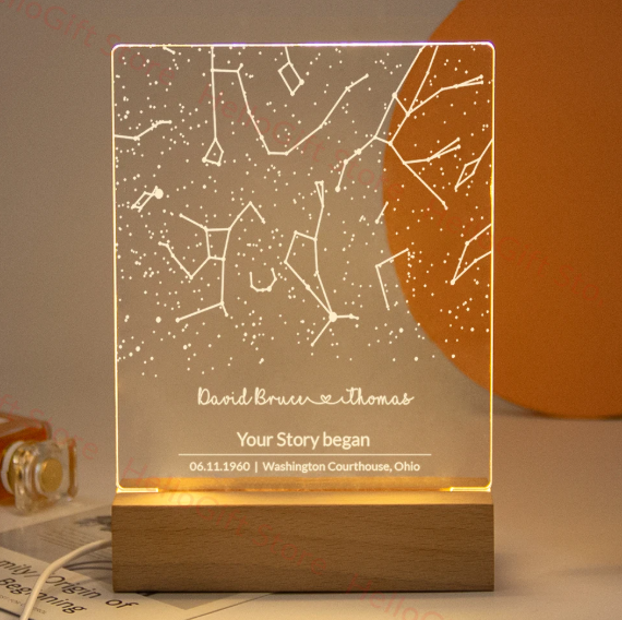 Personalized Constellation Chart Lamp Customized Bedroom NightLight