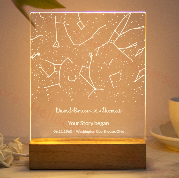 Personalized Constellation Chart Lamp Customized Bedroom NightLight