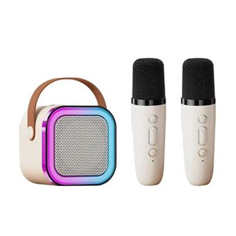 K12 Wireless Bluetooth Speaker with 2 Microphone RGB Portable Music Player Karaoke Machine for Family Singing Children's Gifts