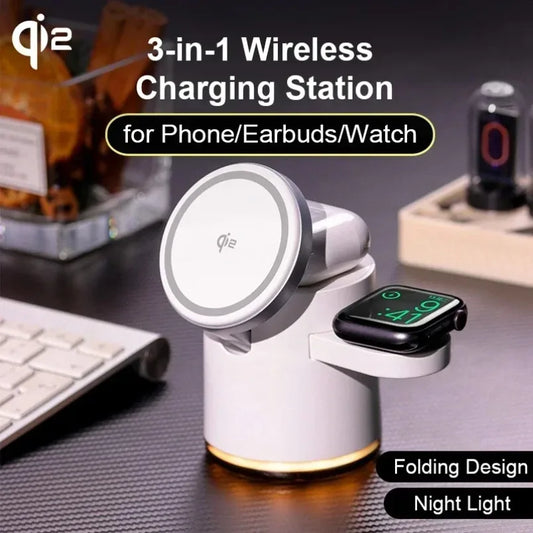 Charger with Night lamp 3in1 Magsafe Wireless Chargers Station for iPhone & Samsung ,SmartWatch