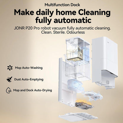 JONR Robot Vacuum P20 Pro International Edition Mopping Vacuuming Drying Wipes Automatic Cleaning Dust Collecting Drainage Water