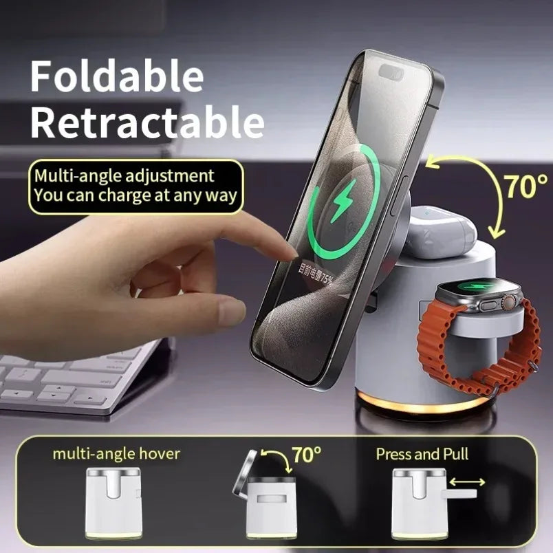 Charger with Night lamp 3in1 Magsafe Wireless Chargers Station for iPhone & Samsung ,SmartWatch