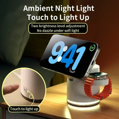 Charger with Night lamp 3in1 Magsafe Wireless Chargers Station for iPhone & Samsung ,SmartWatch