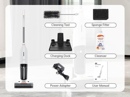ILIFE W90 Cordless Wireless Wet Dry Smart Mop Washing , 5500Pa Suction, 1 Min Self Cleaning, Large Dual Water Tank