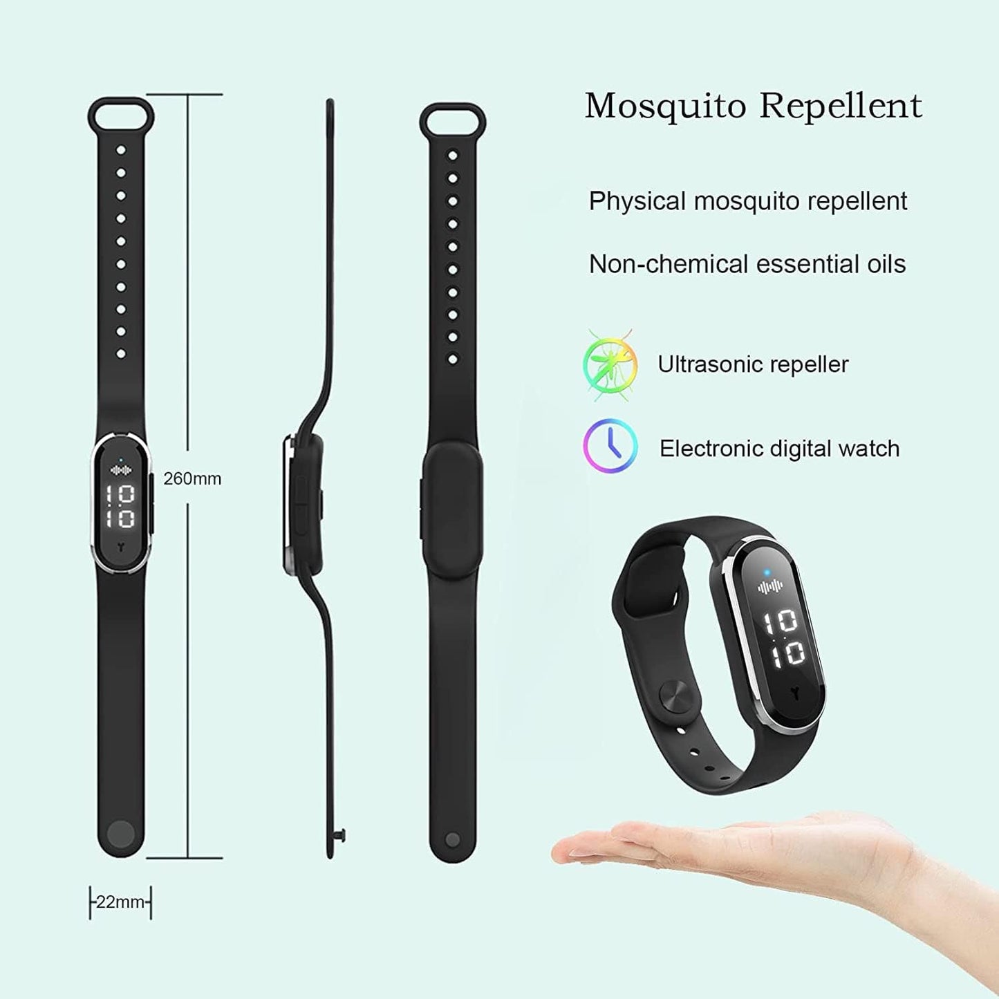 Xiaomi Wearable Mosquito Repellent Unisex Wristband Physical & Ultrasonic Non-Chemical For Home & Outdoor Includes 2 Batteries