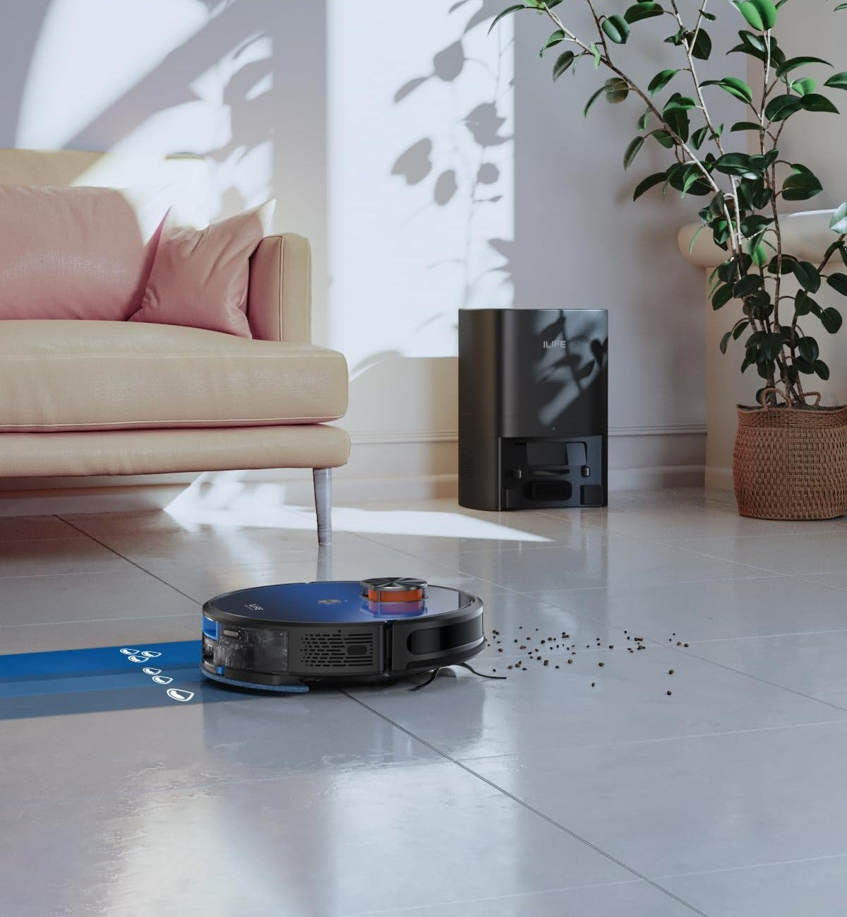 ILIFE T10s LDS Vacuum Cleaner Robot,Auto Empty Station for 60 Days,2.5L Large Dust Bag,App Remote Control,3000Pa Suction