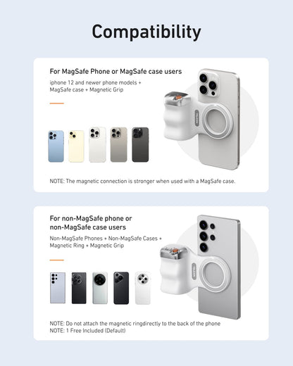 TELESIN Phone Camera Shoot Hand Grip Magnetic Smart Phone Holder Shooting Aid Remote Control Handle For Iphone Android Phone