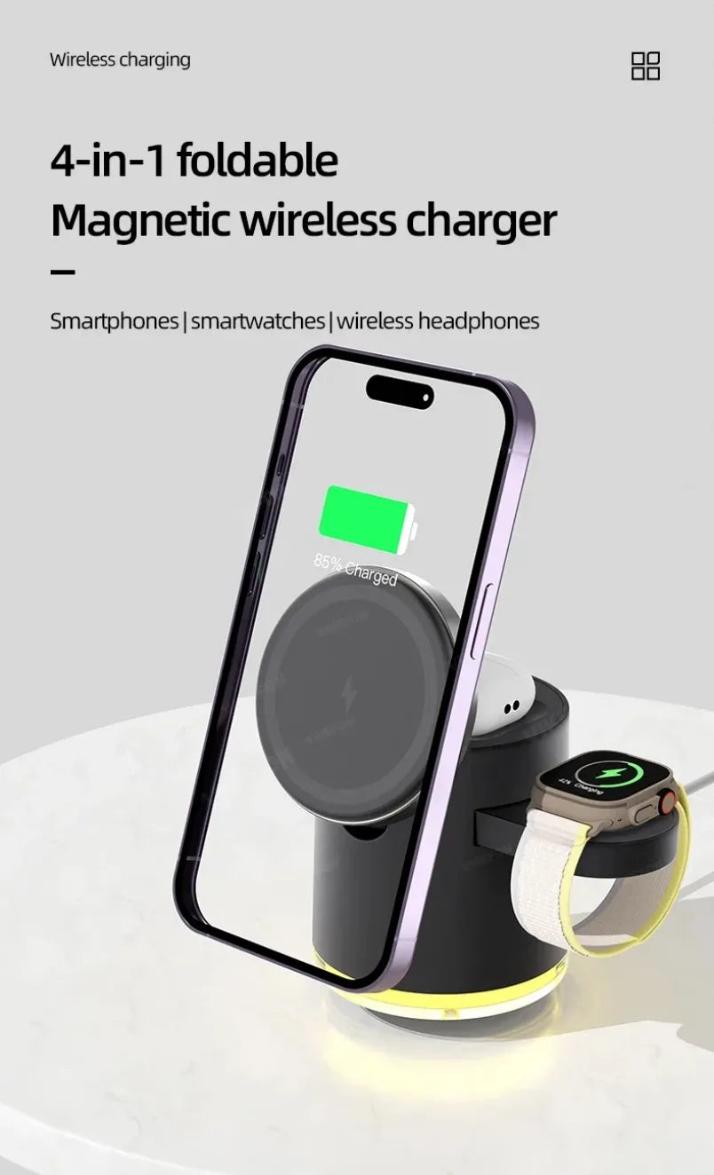 Charger with Night lamp 3in1 Magsafe Wireless Chargers Station for iPhone & Samsung ,SmartWatch