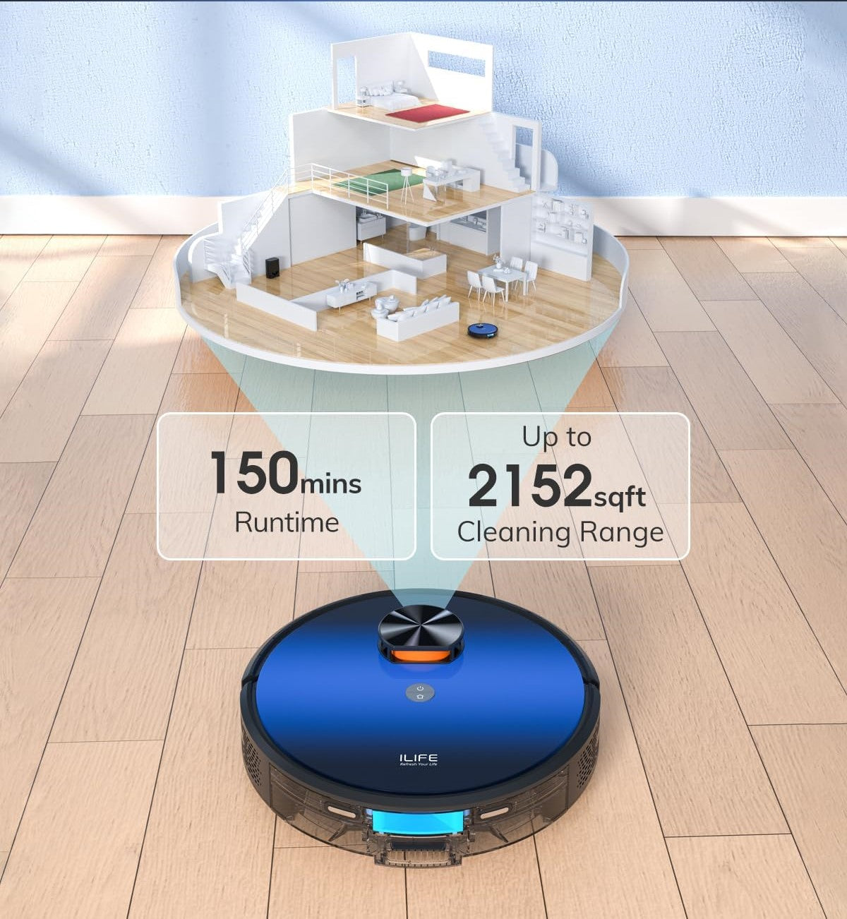 ILIFE T10s LDS Vacuum Cleaner Robot,Auto Empty Station for 60 Days,2.5L Large Dust Bag,App Remote Control,3000Pa Suction