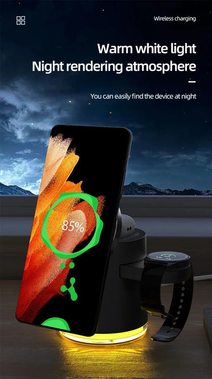 Charger with Night lamp 3in1 Magsafe Wireless Chargers Station for iPhone & Samsung ,SmartWatch