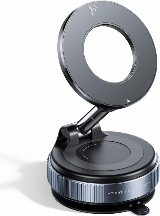 Magnetic Car Phone Mount – Ultra Strong Suction, Pocket-Size, Foldable & MagSafe Compatible