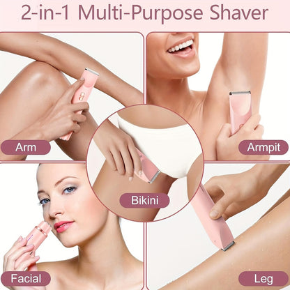Celosmo 2-in-1 Electric Shaver for Women – Pink (Waterproof, USB Rechargeable, Painless Hair Removal)