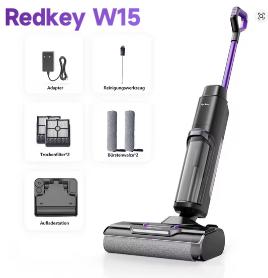 Redkey W15 Wireless Wet and Dry Vacuum Cleaner 3 in 1 Cordless Vacuum Mop with Self-Washing Edge Cleaning 35min Runtime
