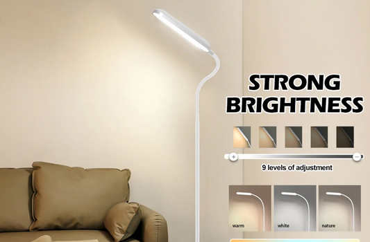LED Floor Lamp For Living Room Adjustable Gooseneck Stand Light Remote Dimmable Indoor Bedroom Standing Reading Work Light