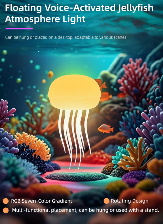 New 2025 Jellyfish Cartoon Nihgt Light RGB Voice Control Jellyfish Bedside Lamp Type-C LED Night Lamp Upgraded 900mAh Battery