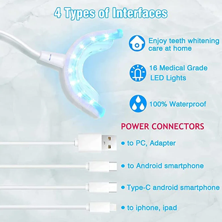 Heviver Teeth Whitening Kit New Smart 16 LED Teeth Beauty Instrument Dental Bright White 4 Gel Set Teeth Bleaching Oral Care