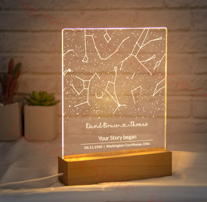 Personalized Constellation Chart Lamp Customized Bedroom NightLight
