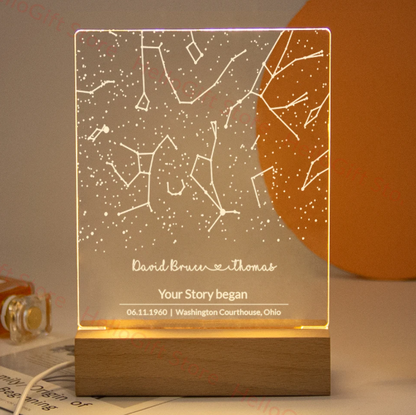 Personalized Constellation Chart Lamp Customized Bedroom NightLight
