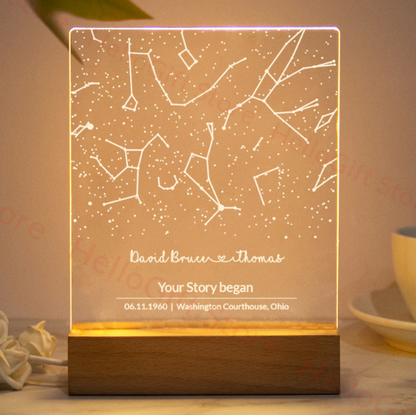 Personalized Constellation Chart Lamp Customized Bedroom NightLight