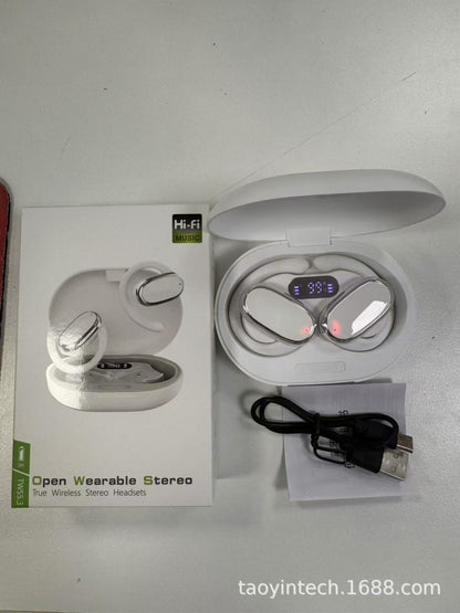 Bluetooth-Headset mit Knochenleitungs-Ohrring passt nicht ins Ohr. Drahtloses Sport-Clip-On-Ohrhörer TWS Smart X96